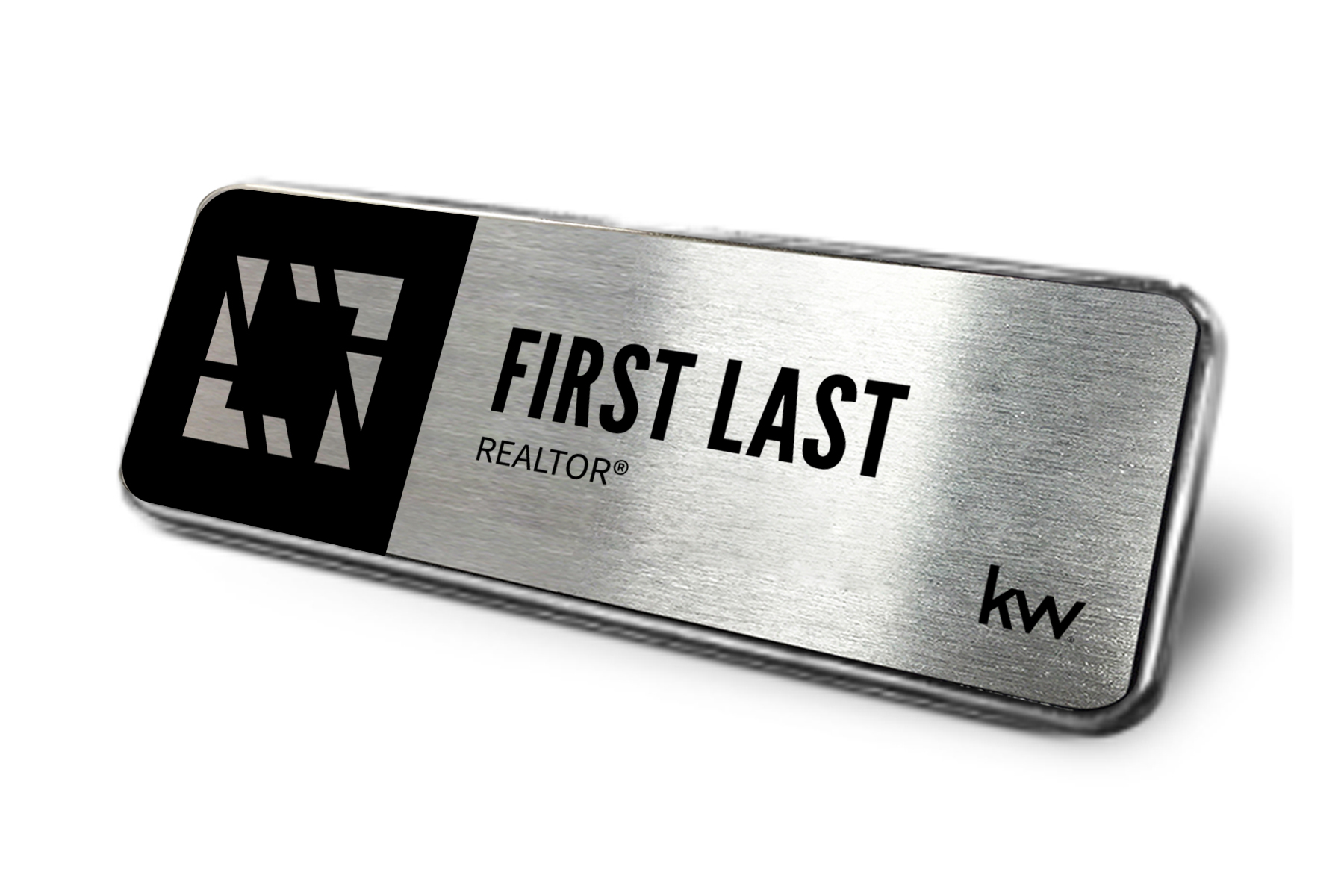 Lucido Global | Framed Name Tag – Black/Silver 1×3