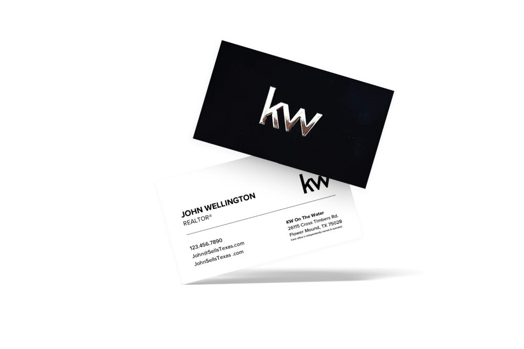 Horizontal Simple Black White KW Foil Business Card